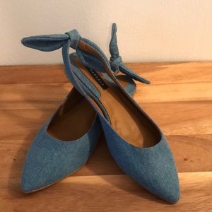 MARGAUX denim pointed toe flats